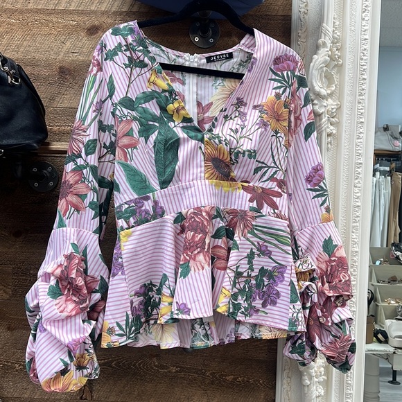 Jeuvre Floral Long Sleeve Size Large - Picture 3 of 10